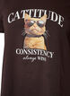 Cotton T-shirt with front print, Brown, Packshot image number 2