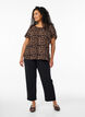FLASH - Short sleeve viscose blouse with print, Brown, Model image number 1