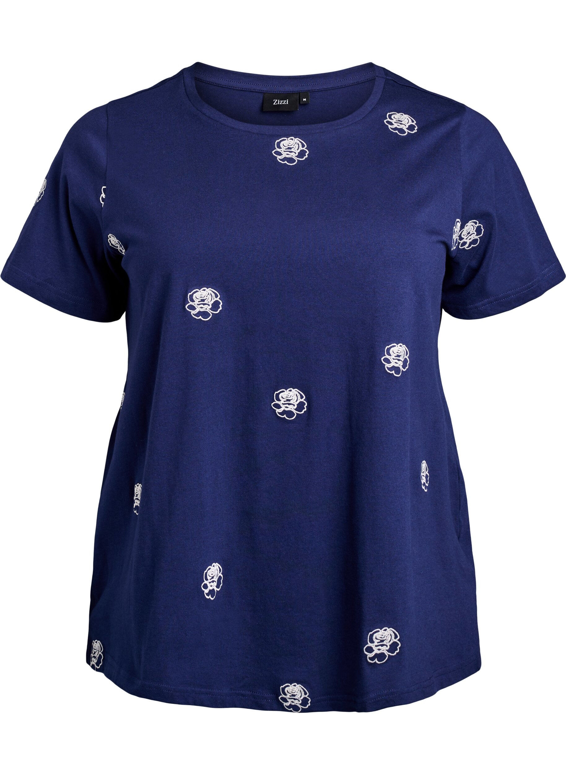 Zizzifashion T-shirt in organic cotton with embroidered motifs, Blue, Packshot image number 0
