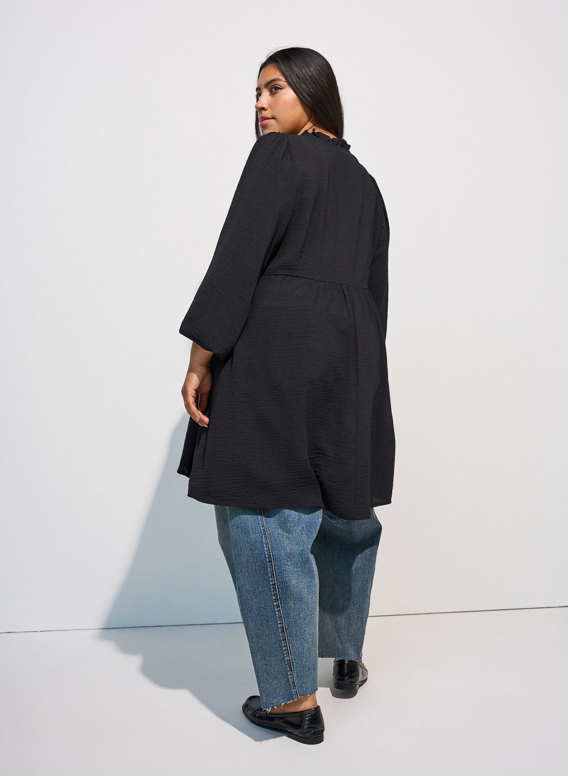 ZizzifashionA-line dress with an empire line, Black, Model image number 2