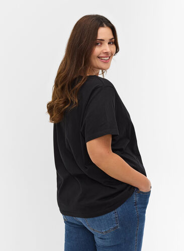 Organic cotton t-shirt with tie-string detail, Black, Model image number 1