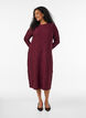 Midi dress with a wavy texture and long sleeves, Red, Model image number 0