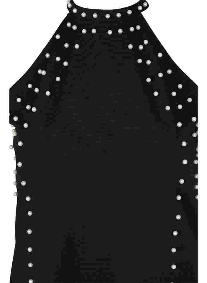 Halter neck dress with beads, Black w. Beads, Packshot image number 2