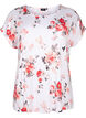 Floral viscose blouse with short sleeves, White AOP flower, Packshot image number 0