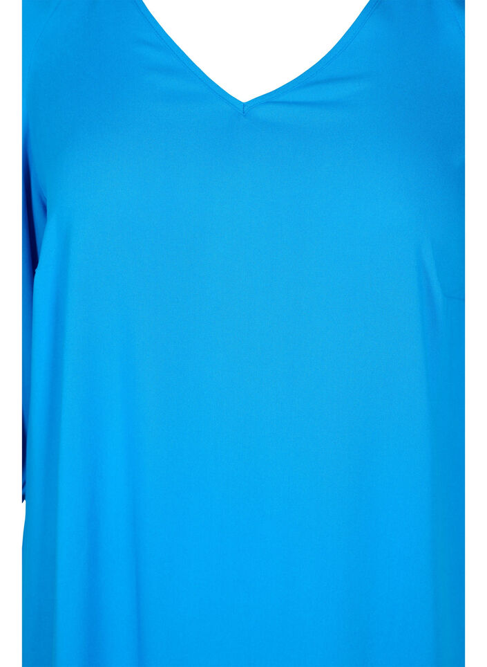 Viscose dress with v-neck, Indigo Bunting, Packshot image number 2