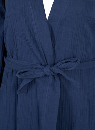 Cotton dressing gown with tie belt, Navy Blazer, Packshot image number 2