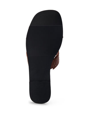 Flat slip-on wide fit sandals with studs, Friar Brown, Packshot image number 4
