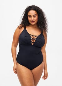 Swimsuit with string details, Black, Model