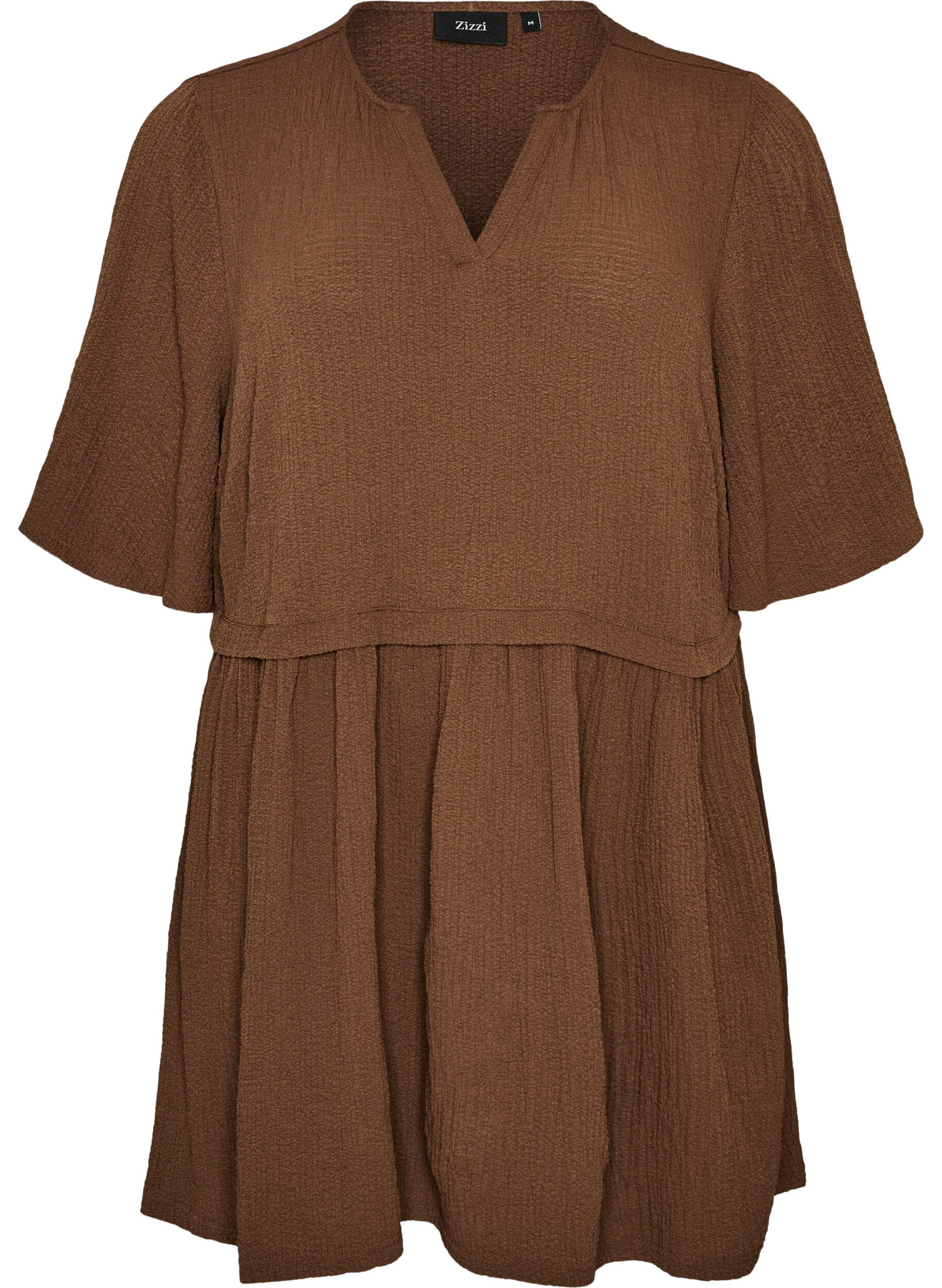 Tunic with crinkled texture and 1/2 sleeves