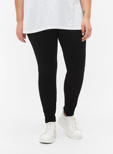 FLASH - Close-fitting jeggings with high waist, Black, Model image number 2