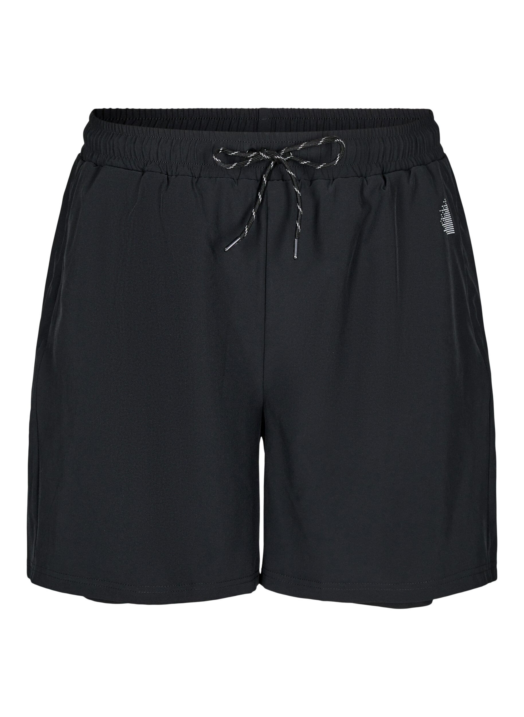 Zizzifashion Workout shorts with inner shorts, Black, Packshot image number 0