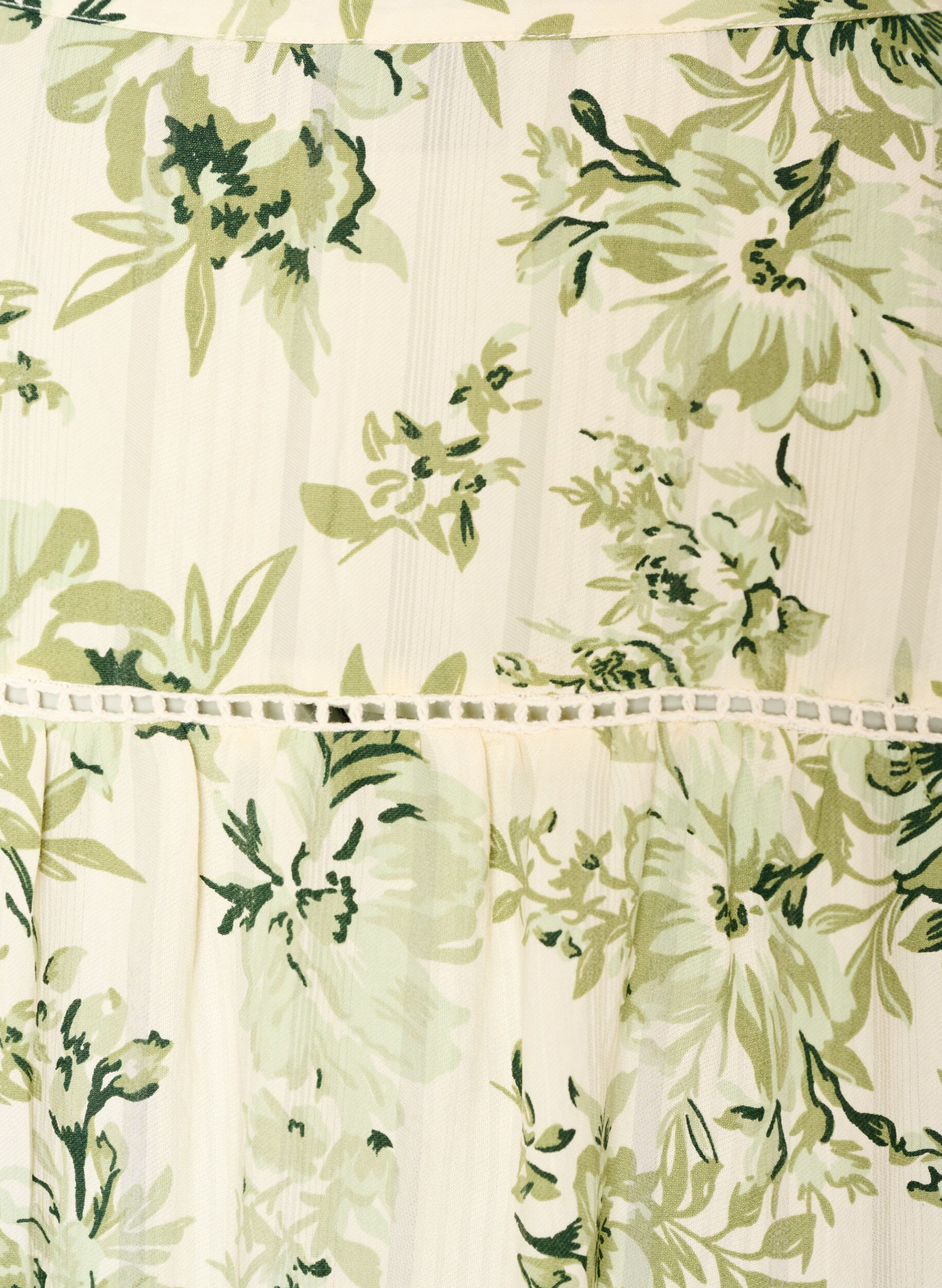 ZizzifashionShort viscose dress with lace trim and A-line cut, Green, Packshot image number 3