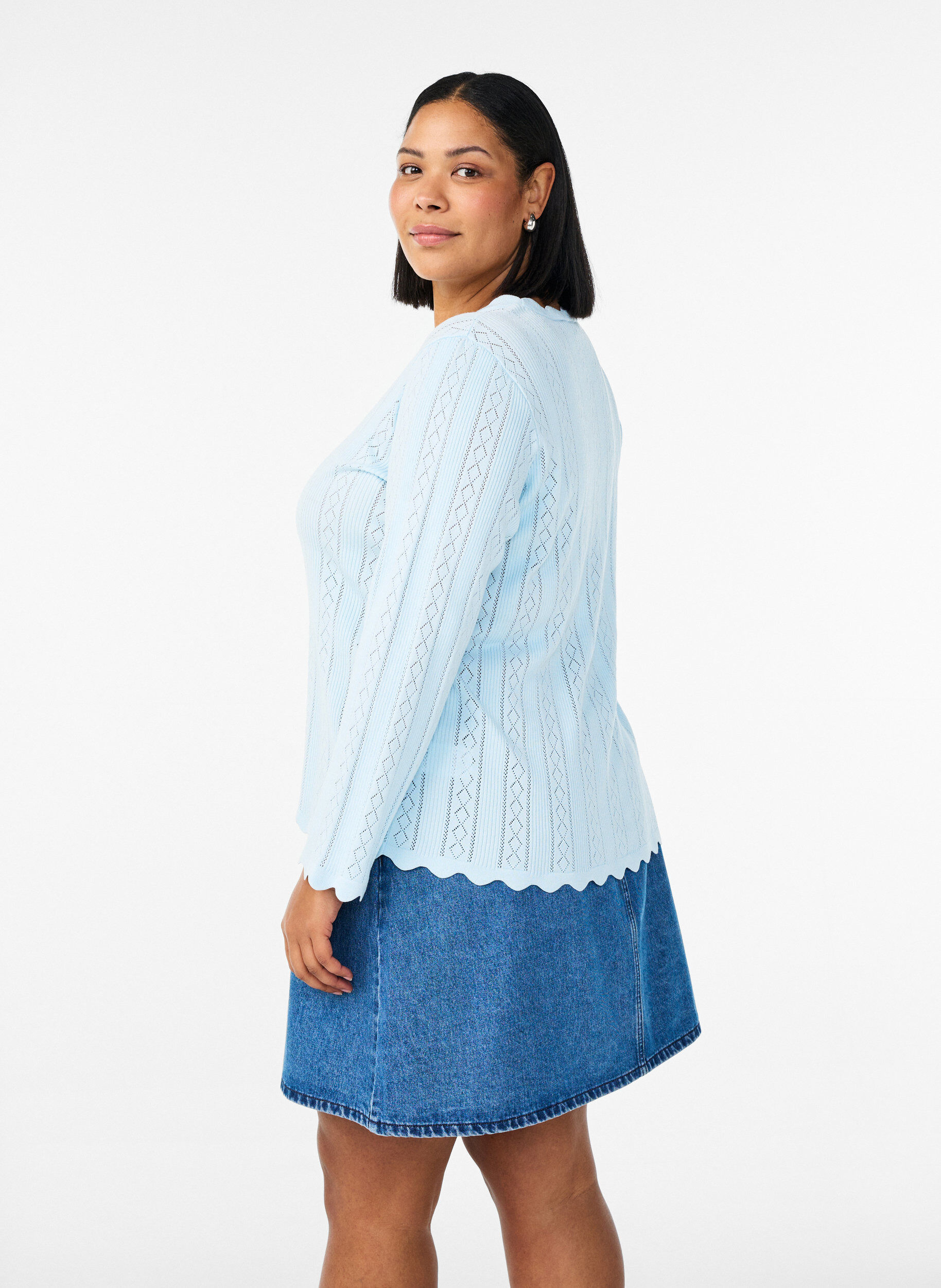 Zizzifashion Short A-line denim skirt, Blue, Model image number 2