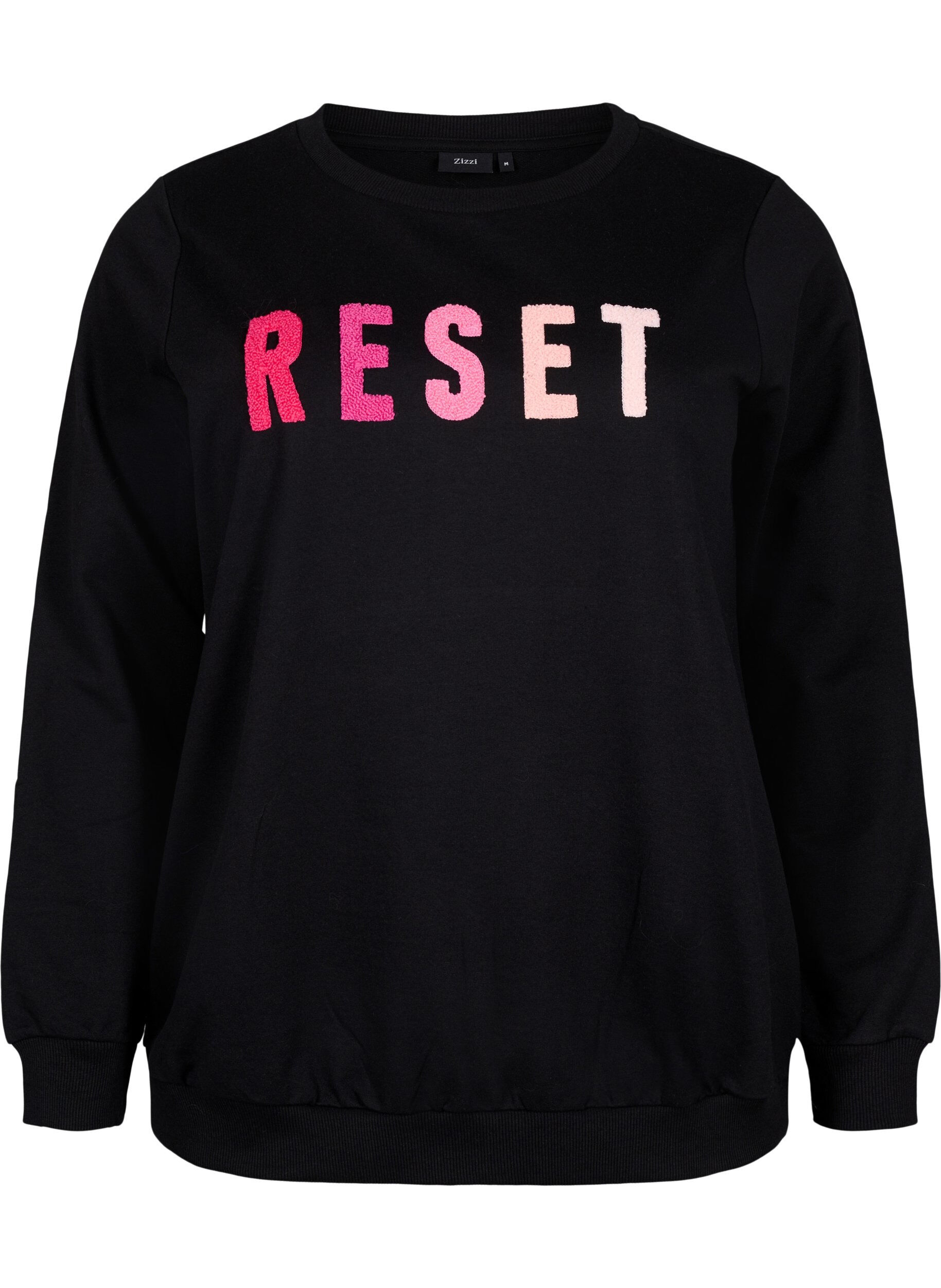 Zizzifashion Sweatshirt with text, Black W. Reset, Packshot image number 0