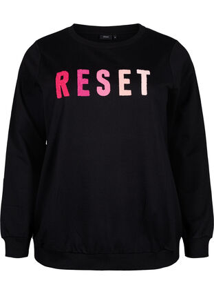 Sweatshirt with text, Black W. Reset, Packshot image number 0