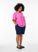 Short-sleeved blouse with round neck, Pink, Model image number 1