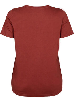 Short sleeve t-shirt with v-neckline, Fired Brick, Packshot image number 1