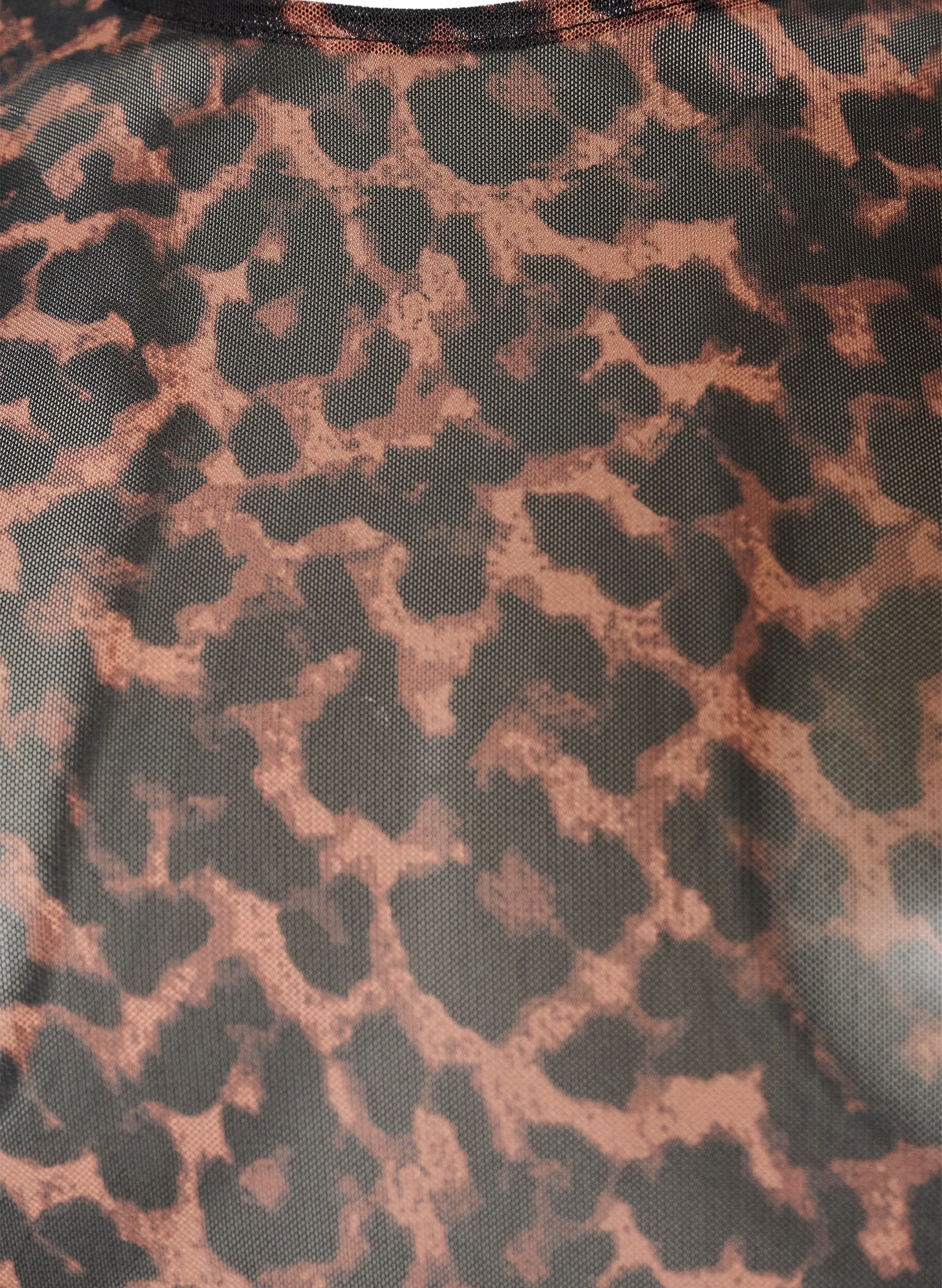 ZizzifashionMesh blouse with print, Brown, Packshot image number 2