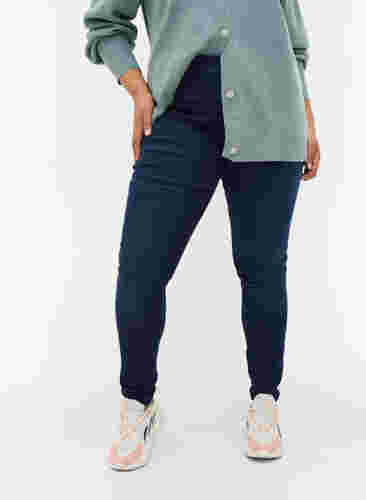 Jeggings made from a cotton mix, Dark blue denim, Model image number 2