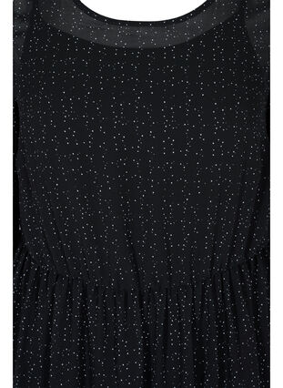 Printed midi dress with 2/4-length sleeves and ruffled details, Black AOP, Packshot image number 2