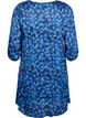 Printed dress with v-neck and 3/4 sleeves, Navy Blazer Leaf AOP, Packshot image number 1