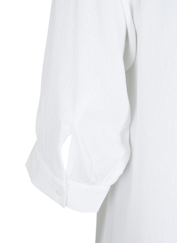 Viscose tunic with 3/4 sleeves, White, Packshot image number 3