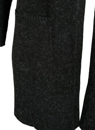 Ribbed Knit Cardigan with Pockets, Dark Grey Melange, Packshot image number 3