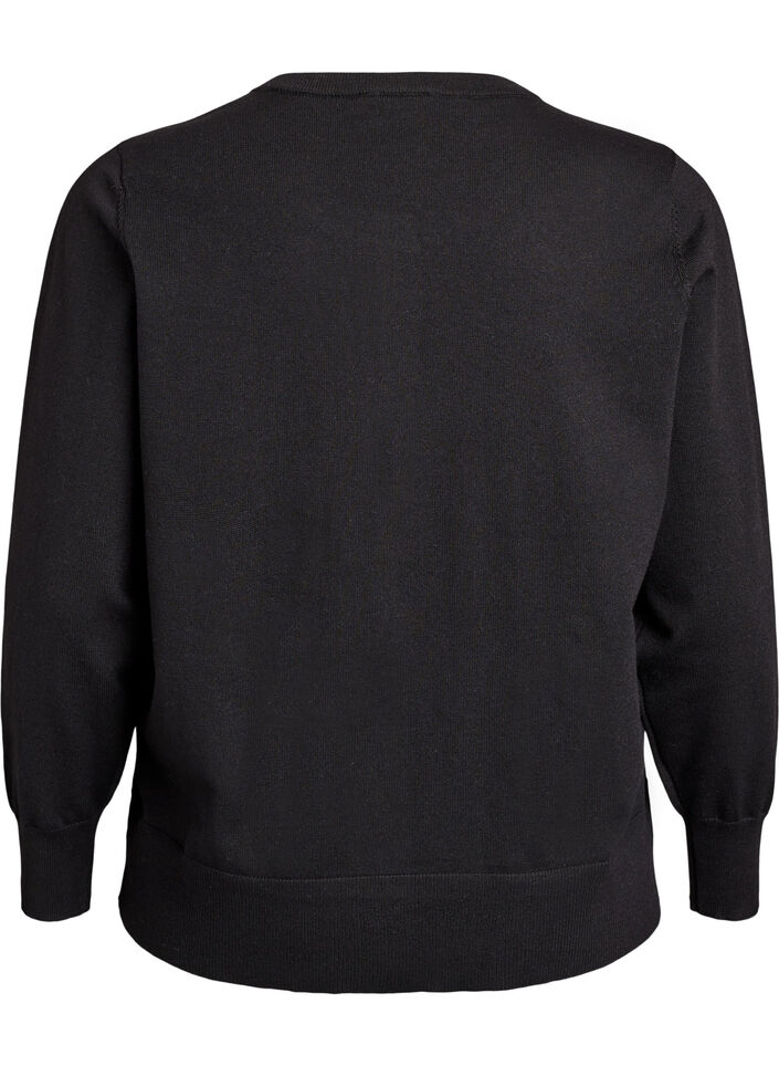 Fine-knit cardigan with round neck, Black, Packshot image number 1