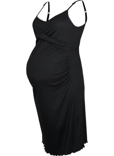 Pregnancy dress in rib, Black, Packshot image number 0