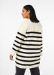 Long striped knitted cardigan, Birch w/Black, Model image number 1