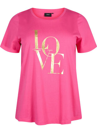 Cotton T-shirt with gold-colored text, R.Sorbet w.Gold Love, Packshot image number 0