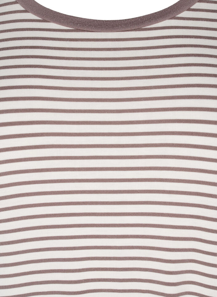 Striped T-shirt in lyocell with round neck, Brown, Packshot image number 2