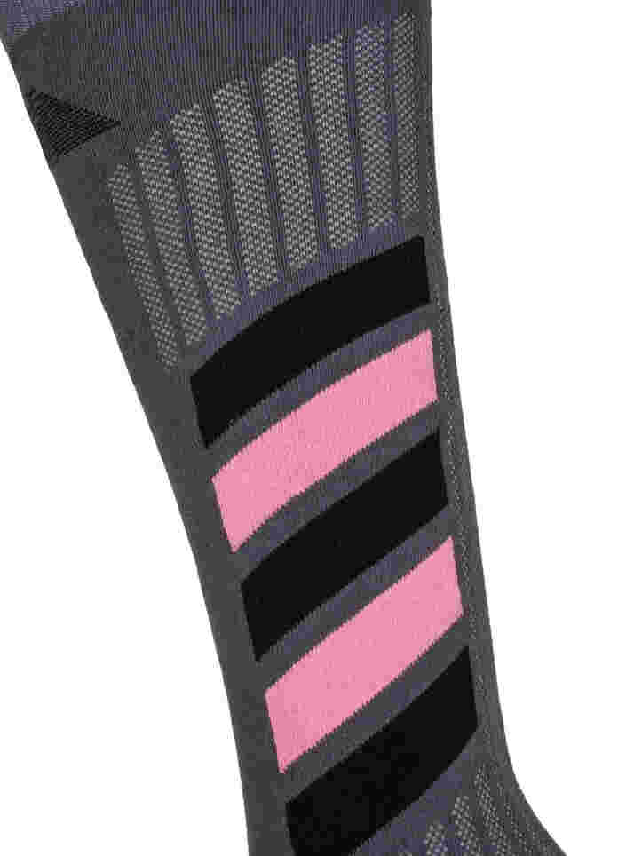 Cotton ski socks, Dark Grey/Sea Pink, Packshot image number 2