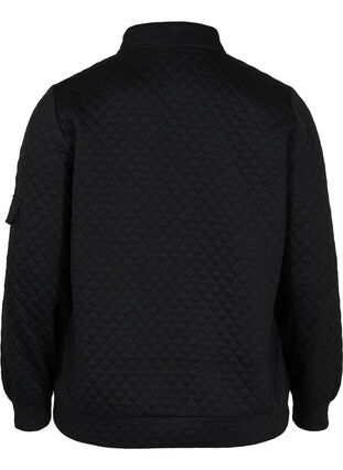 Quilted sweatshirt with zip, Black, Packshot image number 1
