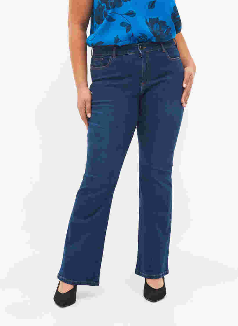High-waisted Ellen bootcut jeans, Dark Blue, Model image number 2