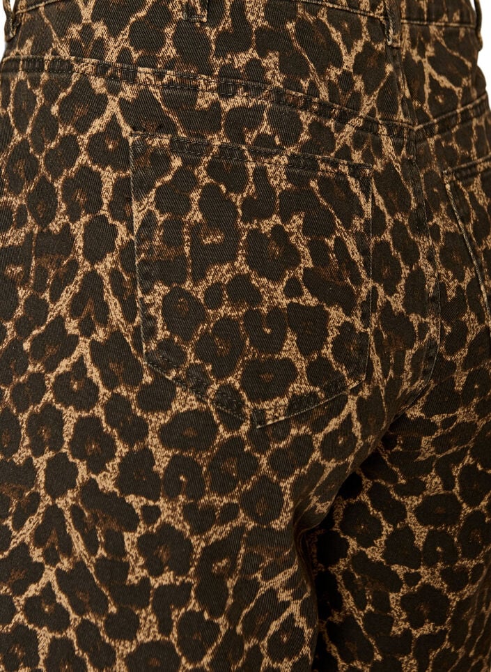 Leopard print denim Bermuda shorts, Brown, Packshot image number 3