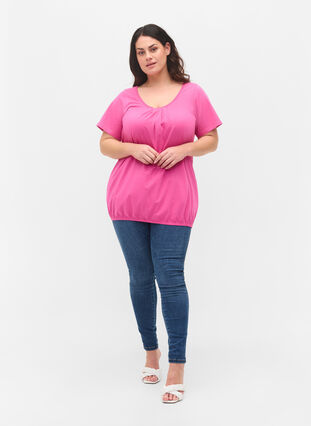 Short-sleeved cotton t-shirt, Raspberry Rose, Model image number 2