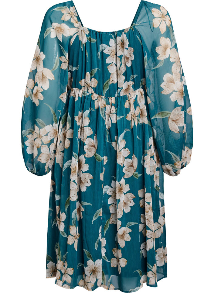 Chiffon party dress with long sleeves, Green, Packshot image number 1