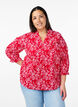 Cotton blouse with floral print, Red, Model image number 0