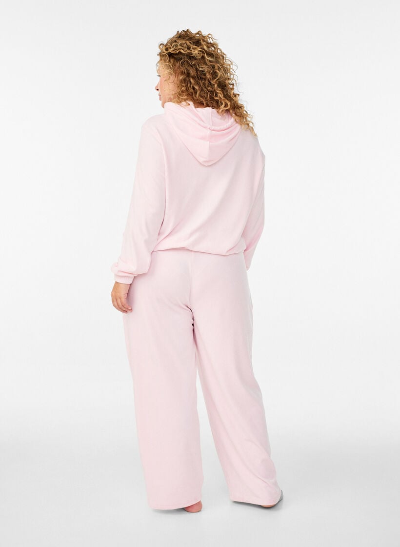 Soft velour hoodie with zipper, Rose, Model image number 2