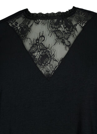 Long sleeved blouse with lace detail, Black, Packshot image number 2