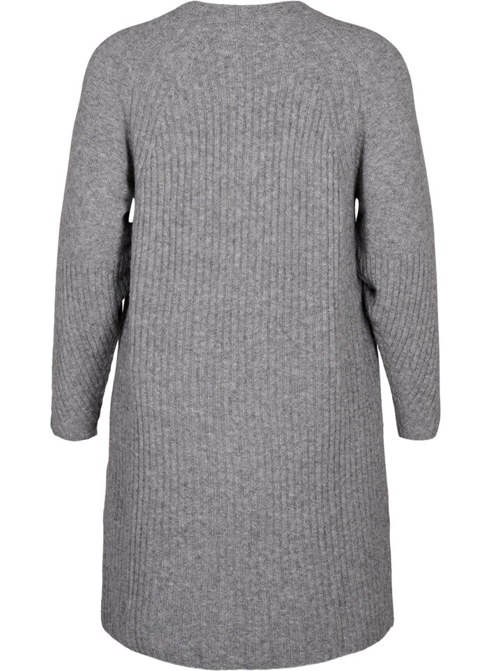 Rib-knit dress with slit, Light Grey Melange, Packshot image number 1