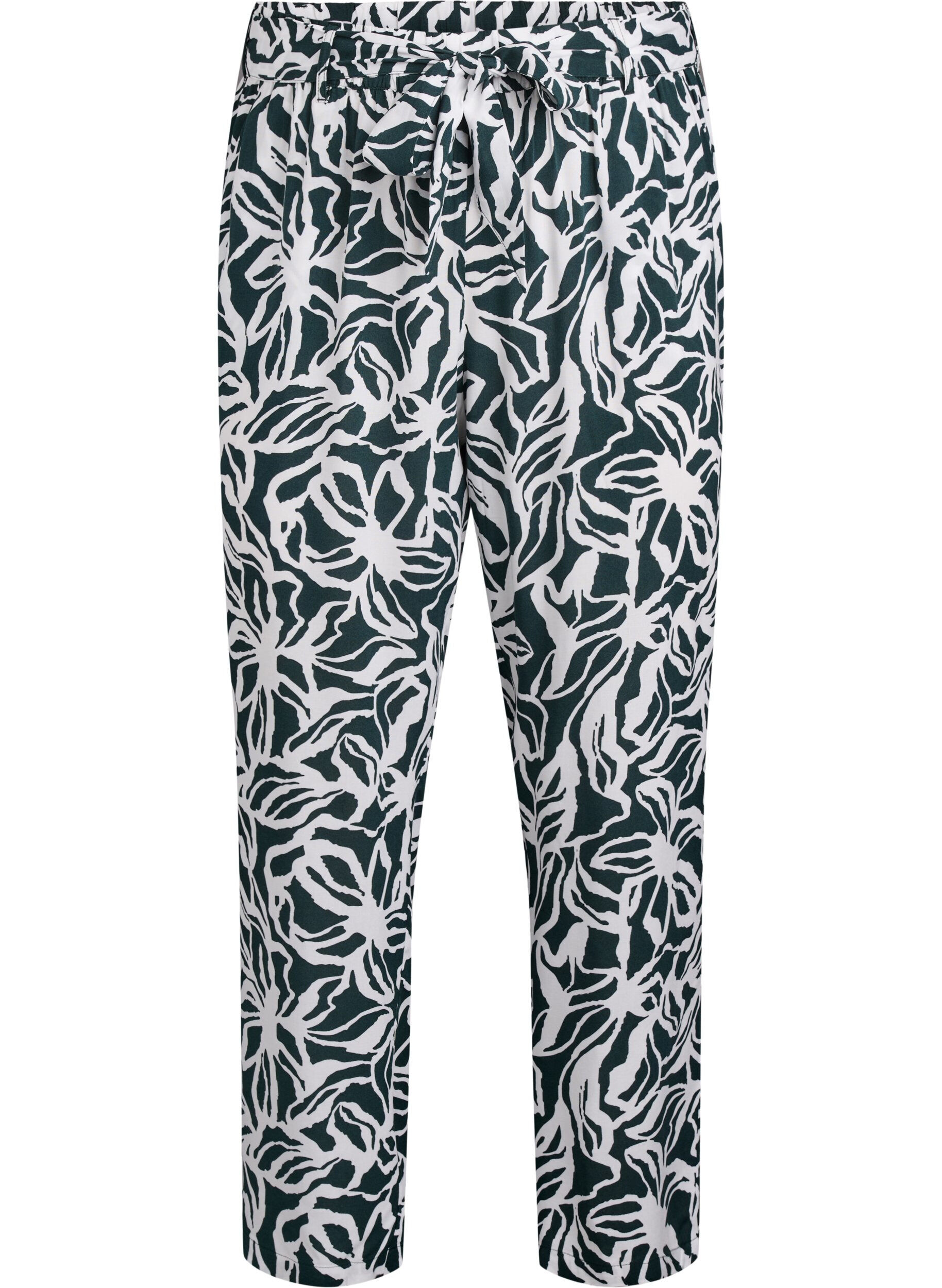 ZizzifashionHigh-waisted viscose trousers, Green, Packshot image number 0