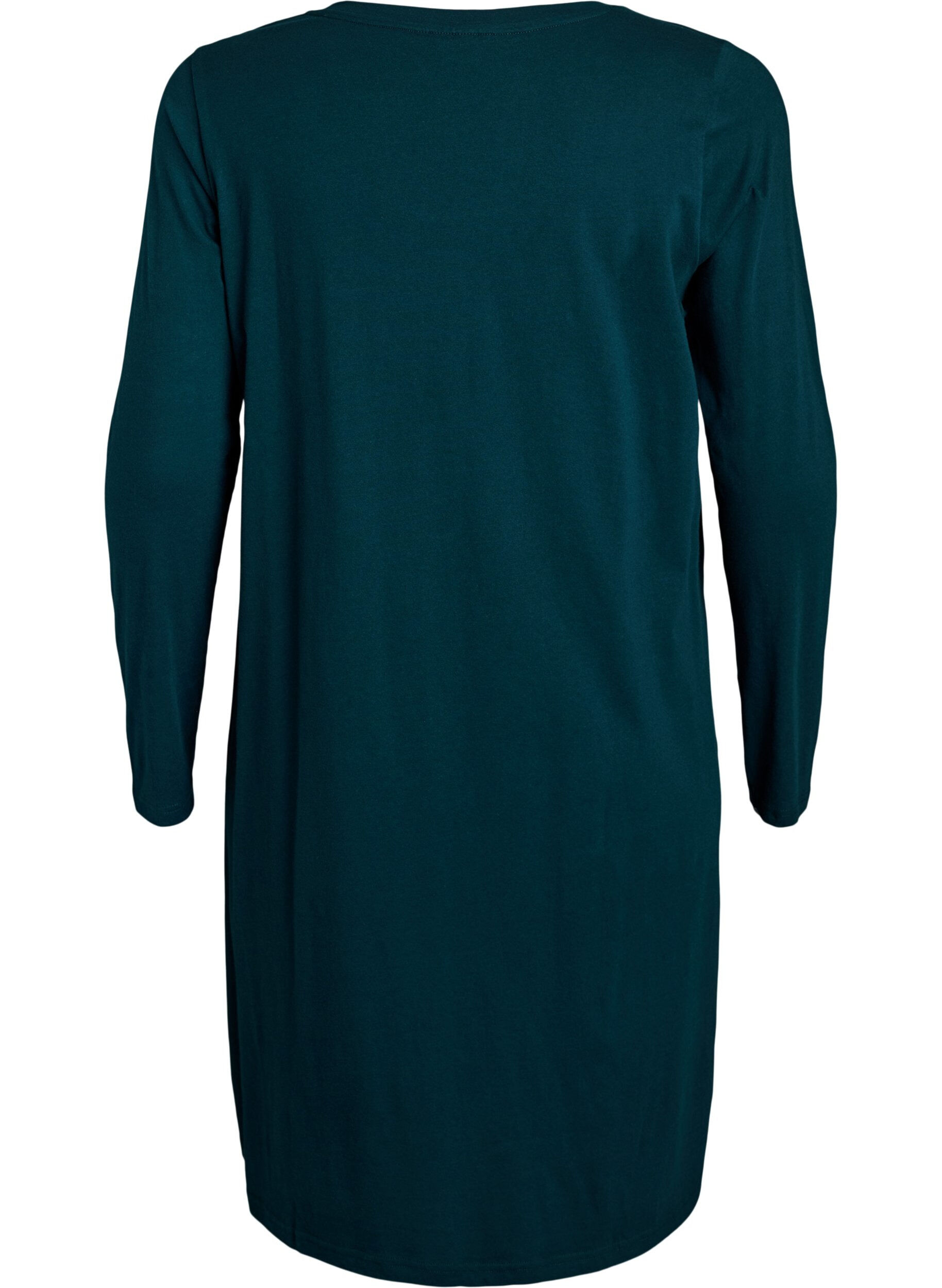 Zizzifashion Long-sleeved nightgown in organic cotton, Green, Packshot image number 1
