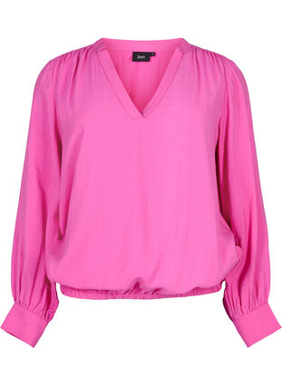 	 Viscose blouse with v-neck, Raspberry Rose, Packshot image number 0