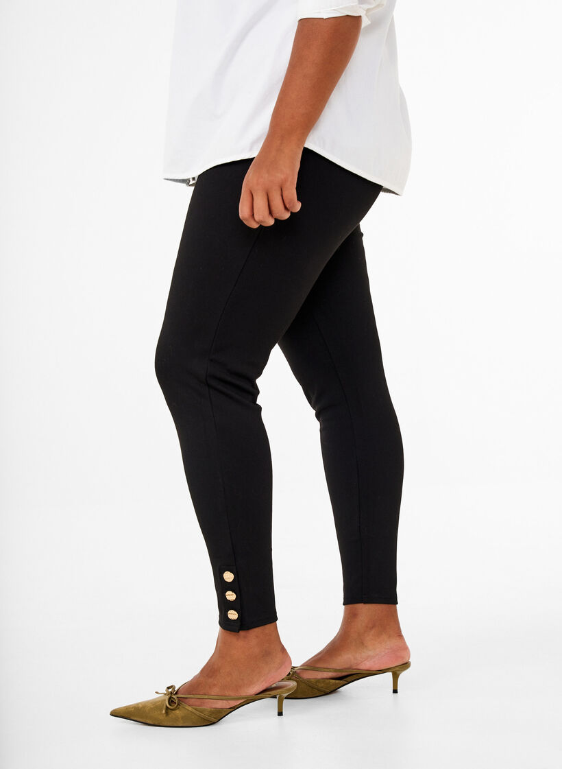 Viscose leggings with button details, Black, Model image number 2