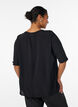 Short sleeve viscose blouse with print, Black, Model image number 2