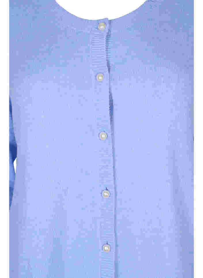Short melange knit cardigan with pearl buttons, Grapemist Mel., Packshot image number 2