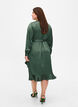 Long sleeve satin wrap dress, Duck Green, Model image number 1