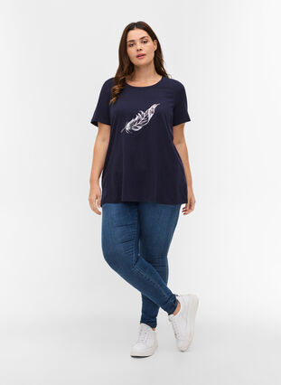 Short-sleeved t-shirt with print, Night Sky w. silver , Model image number 2